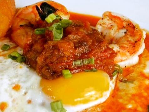 Shrimp and Truffled Grits with Moroccan Chorizo Broth