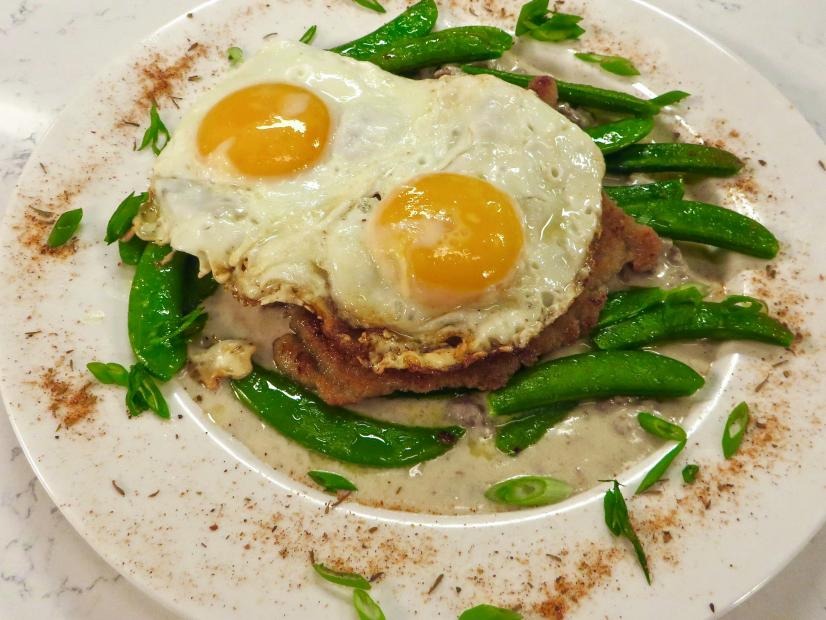 Emeril's Chicken Fried Pork Cutlets With Country Gravy And Fried Eggs