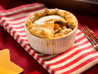 Beauty shot of the Roasted Chicken Pot Pie during Movie Night, as seen on Cooking Channel's Dinner at Tiffani's, Season 2.
