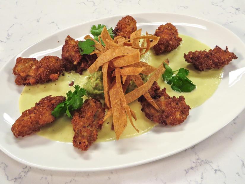 Emeril's Fried Oysters With Chili Corn Sauce And Smashed Florida Avocados Dish