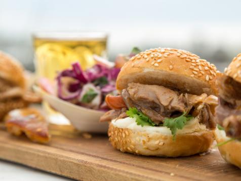 BBQ Pulled Pork Sandwiches with Red Cabbage and Pear Slaw