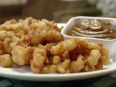 Sunny's Apple Fritters with Peanut Butter Caramel Sauce