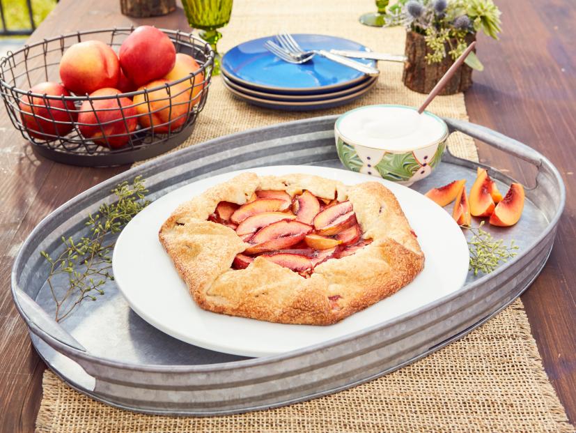 Host Tiffani Amber Thiessen's dish, Cardamom Nectarine Galette with Coconut Whipped Cream, as seen on Cooking Channel’s Dinner at Tiffani’s, Season 3.