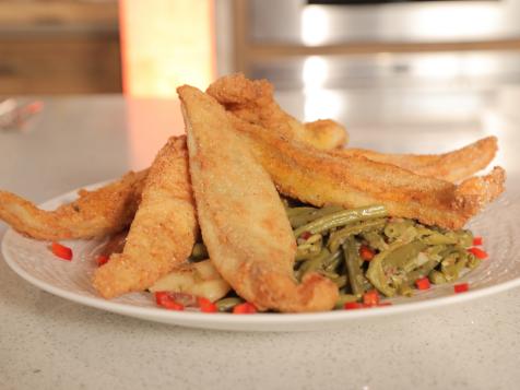 Nashville Fried Catfish with Southern-Style Green Beans with Bacon and New Potatoes