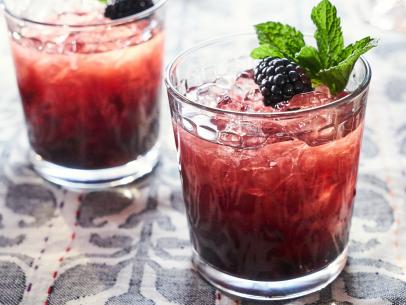 Detail of host Tia Mowry's drink, Bramble, as seen on Cooking Channel’s Tia Mowry At Home, Season 3.