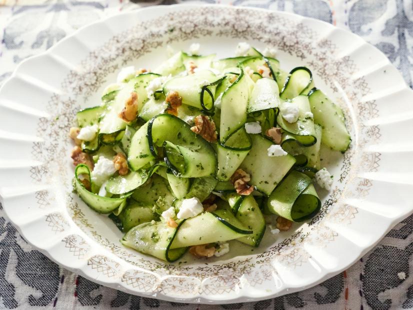 Detail of host Tia Mowry's dish, Zuccini Salad, as seen on Cooking Channel’s Tia Mowry At Home, Season 3.