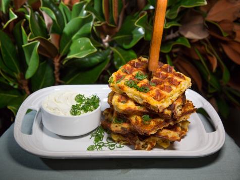 Loaded Mashed Potato Waffles with Ranch Cream Cheese