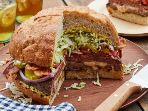 Giant Bacon-Cheddar Juicy Lucy Burger