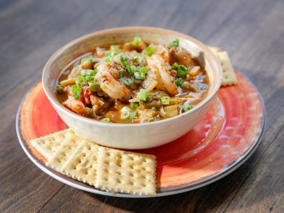Lulu's Famous Seafood Gumbo as Served at Lulu's Landing in Gulf Shores, Alabama as seen on Cooking Channel's Seaside Snacks and Shacks, Season 1.