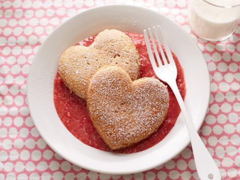Heart Pancakes with Berries